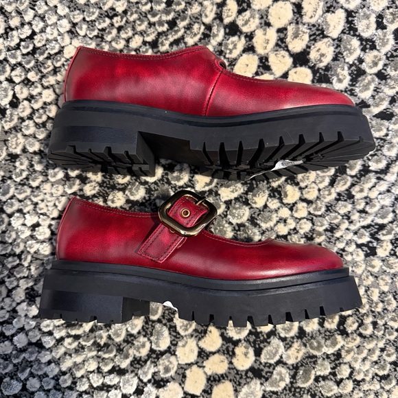 Steve Madden Lyndon Leather Mary Jane Loafers | size 7.5 | Burgundy - Picture 5 of 8